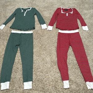 American Eagle striped pajamas red small green medium